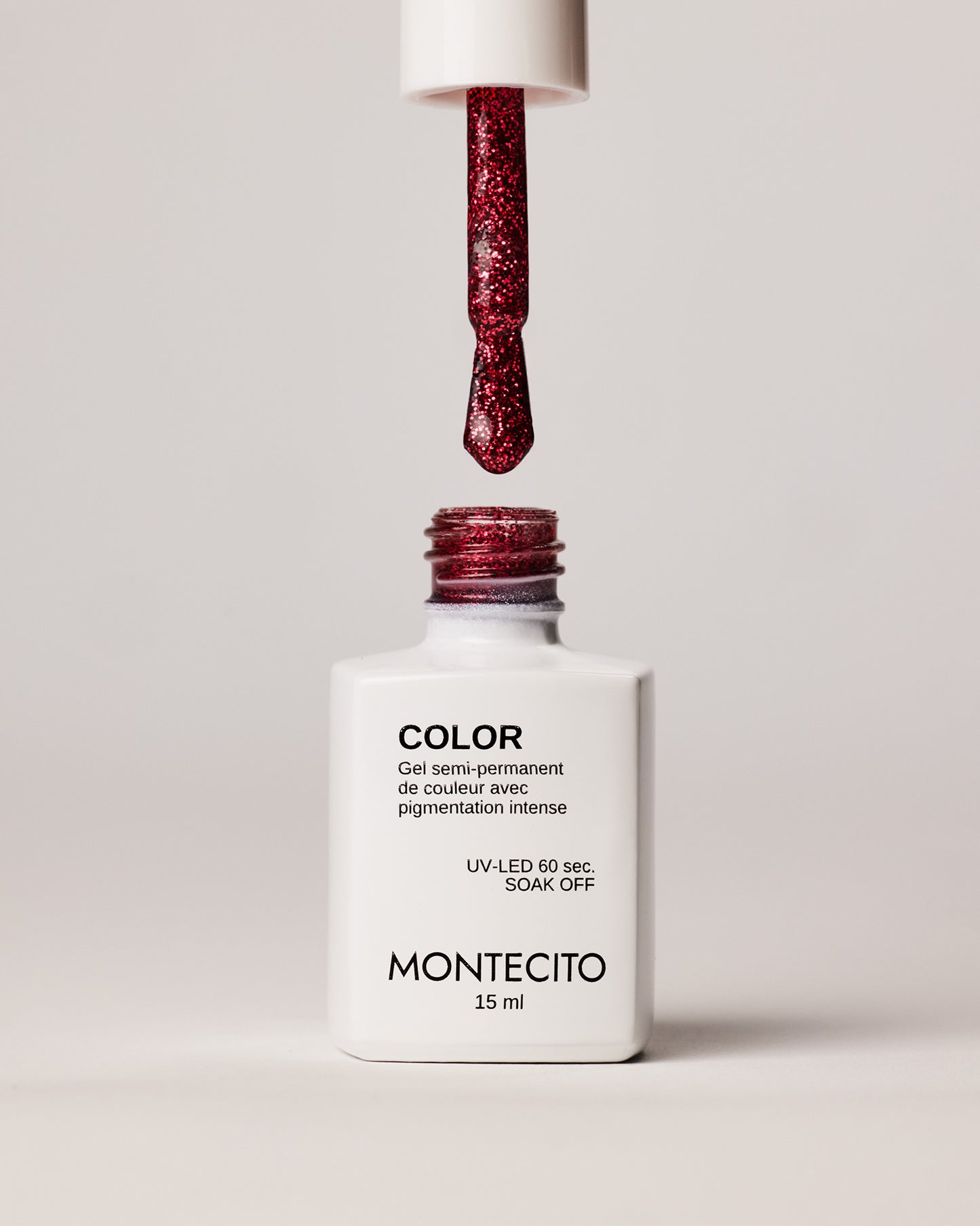 Vernis semi-permanent Rouge pailleté "Red district"